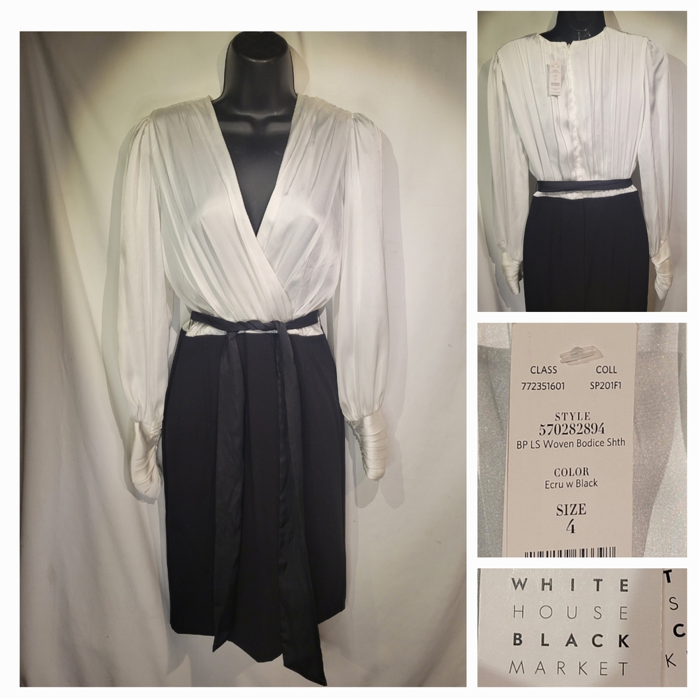 NWT White House Black Market Woven Bodice Sheath Dress